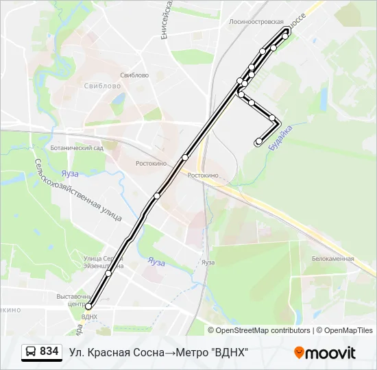 834 Bus Line Map