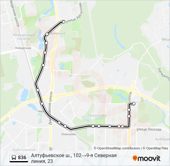 836 Bus Line Map