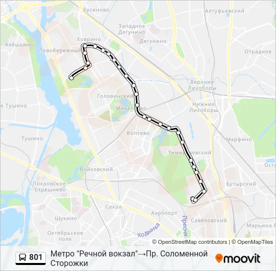 801 Bus Line Map