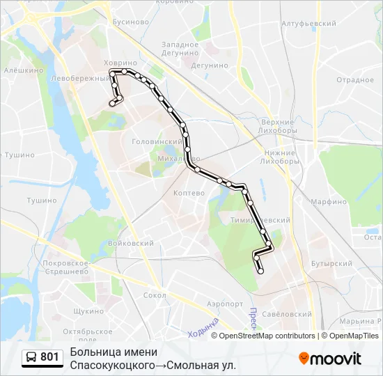801 Bus Line Map