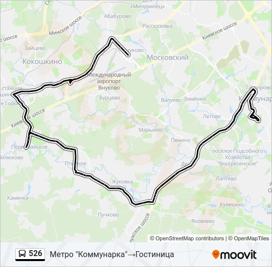 Автобус 526: карта маршрута