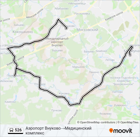 Автобус 526: карта маршрута