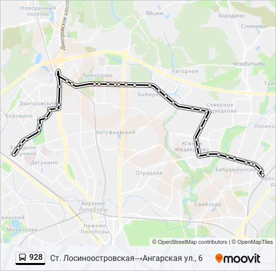 928 bus Line Map