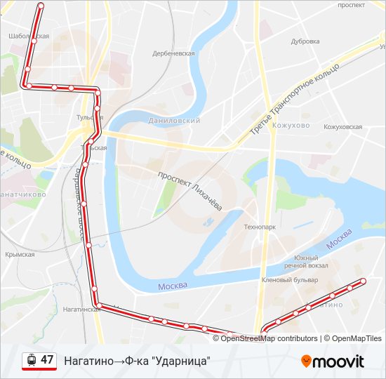 Трамвай 47: карта маршрута
