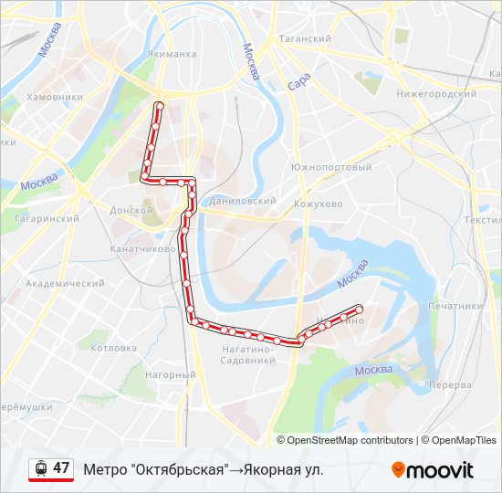 Трамвай 47: карта маршрута