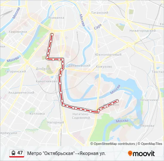 Трамвай 47: карта маршрута