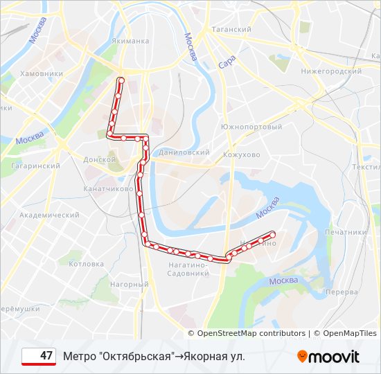 Остановки 47 маршрута