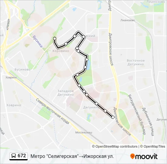 Автобус 672: карта маршрута