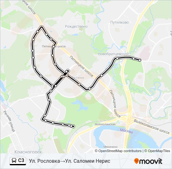 Автобус С3: карта маршрута