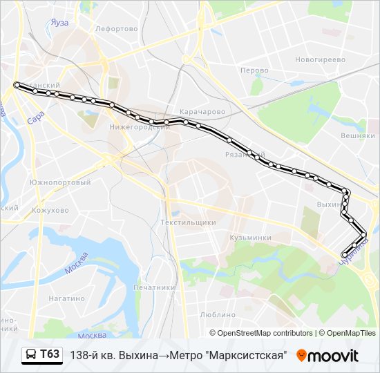 Т63 Bus Line Map