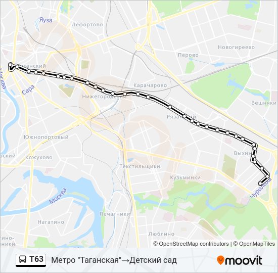 Автобус Т63: карта маршрута