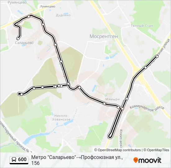 600 Bus Line Map