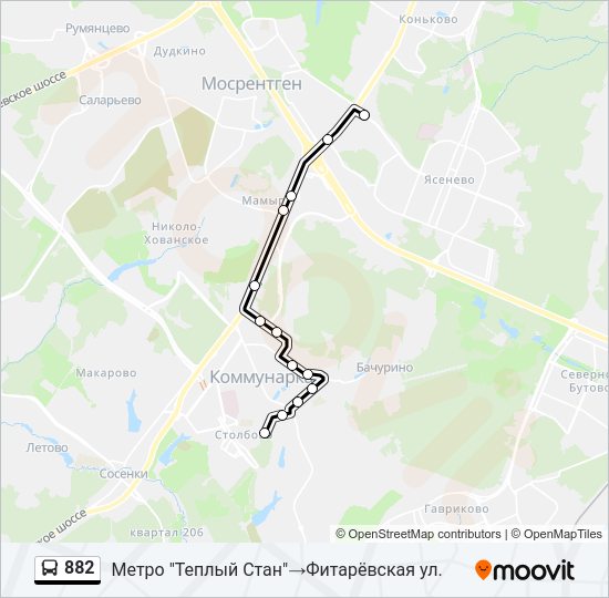 Автобус 882: карта маршрута