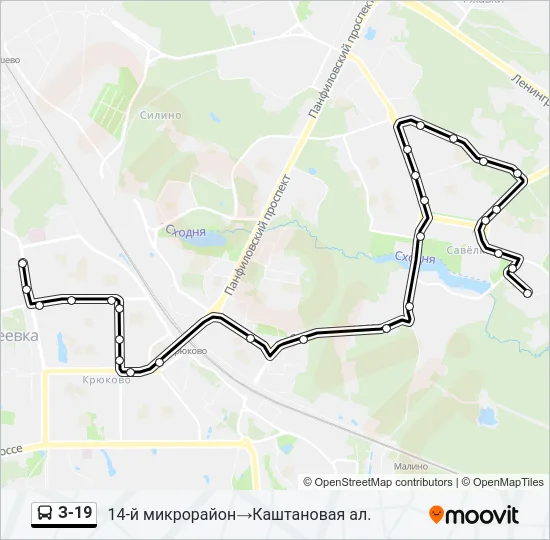Автобус З-19: карта маршрута