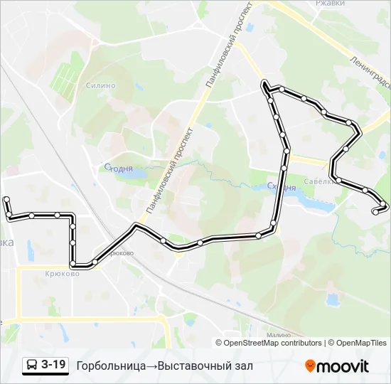 Автобус З-19: карта маршрута