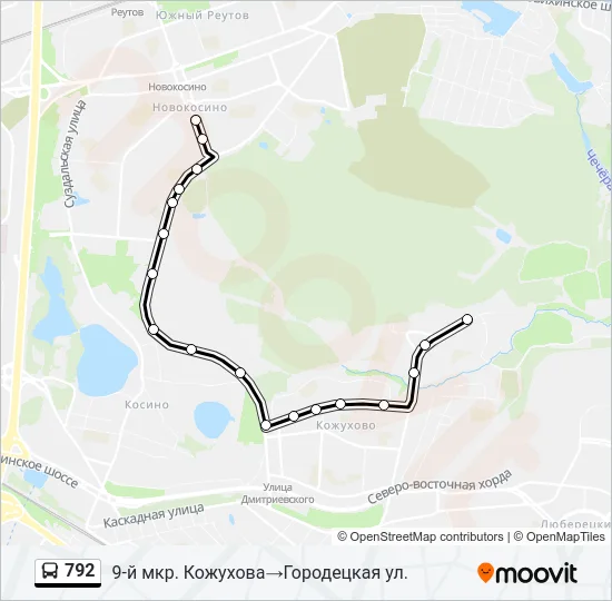 Автобус 792: карта маршрута
