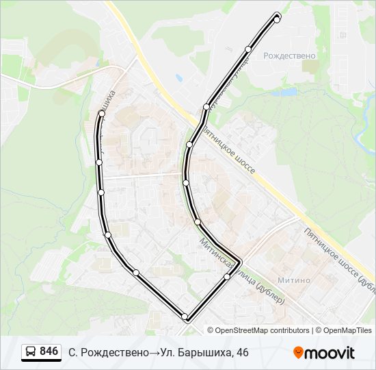 Маршрут 846: Расписание, Карты И Остановки - С. Рождествено‎→Ул.