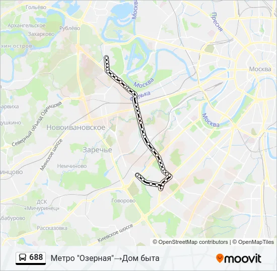 Автобус 688: карта маршрута