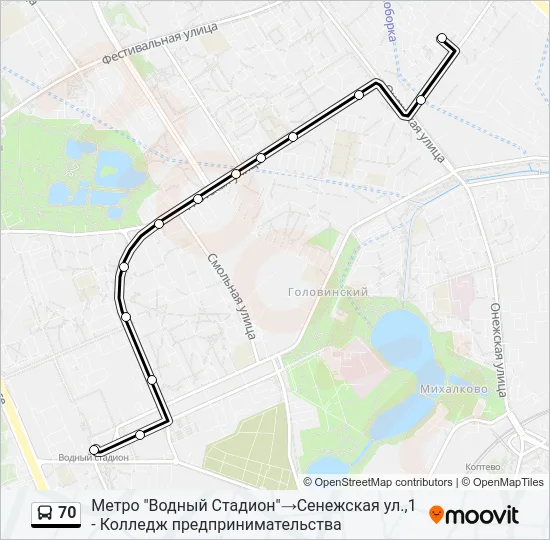 70 Bus Line Map