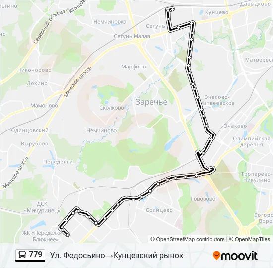 Автобус 779: карта маршрута