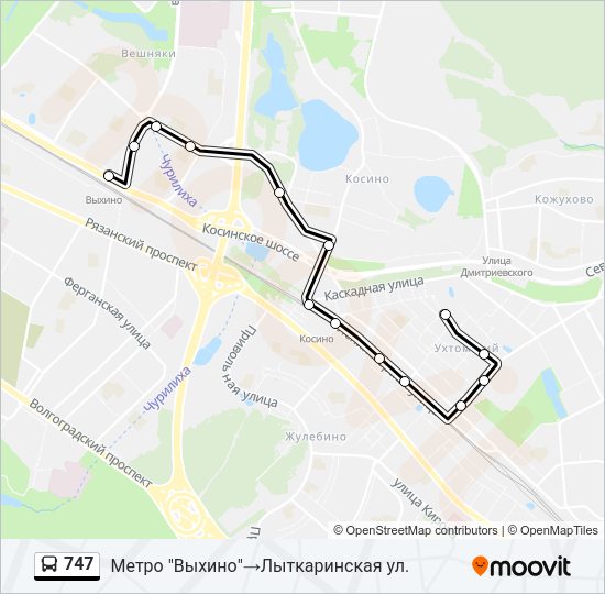 Автобус 747: карта маршрута