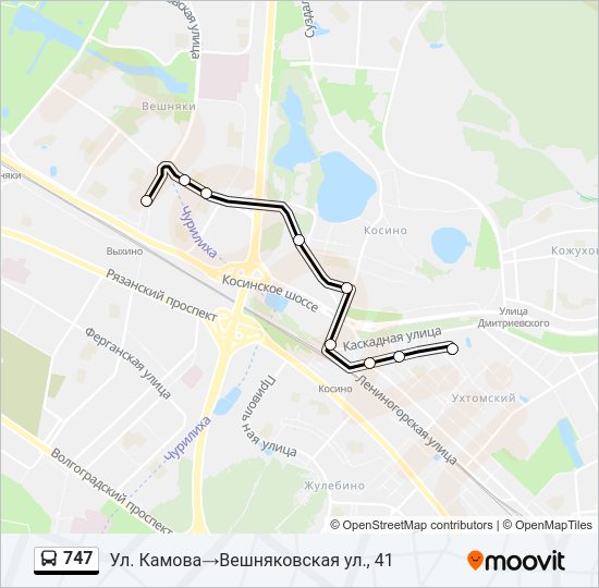 Автобус 747: карта маршрута
