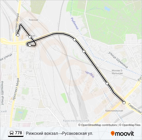 Автобус 778: карта маршрута
