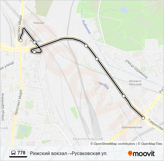 Автобус 778: карта маршрута