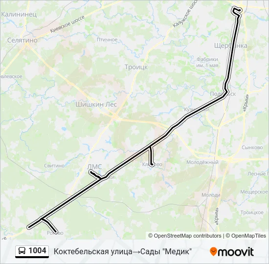 Автобус 1004: карта маршрута