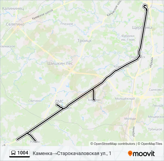 Автобус 1004: карта маршрута