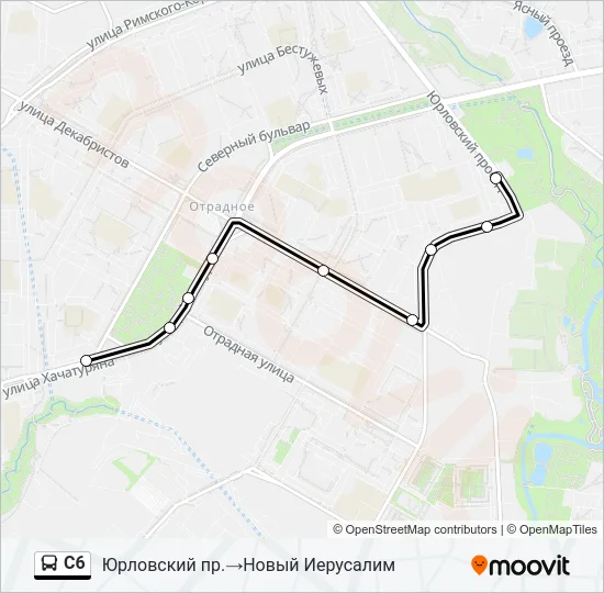 Автобус С6: карта маршрута