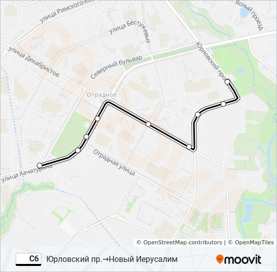 Автобус С6: карта маршрута