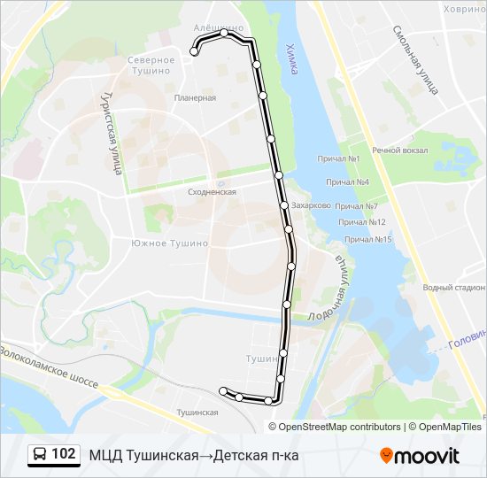 Автобус 102: карта маршрута