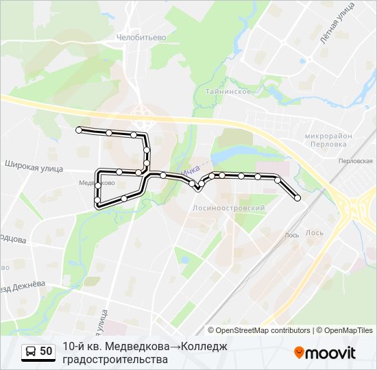Автобус 50: карта маршрута