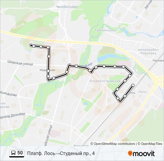 Автобус 50: карта маршрута