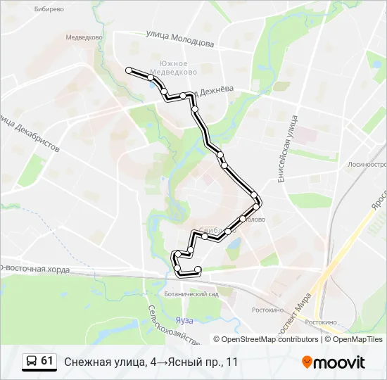 61 Bus Line Map