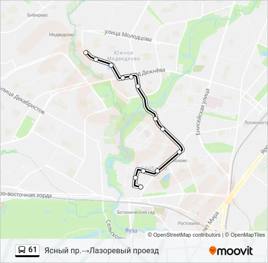 61 Bus Line Map