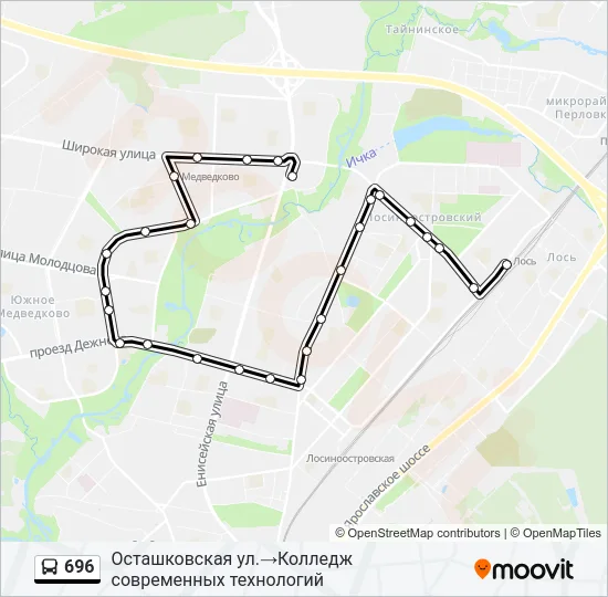 Автобус 696: карта маршрута