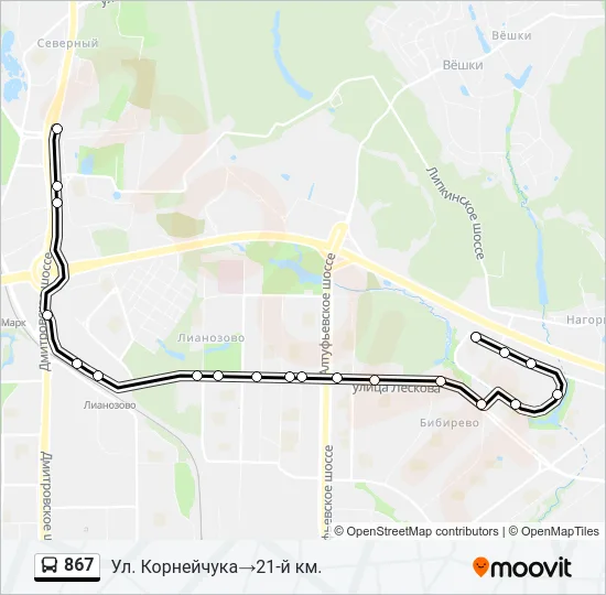 867 Bus Line Map