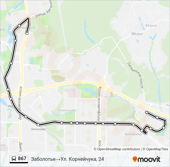 867 Bus Line Map