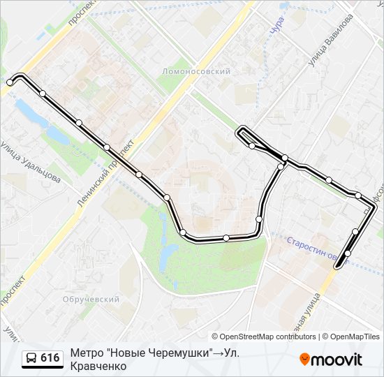 Автобус 616: карта маршрута
