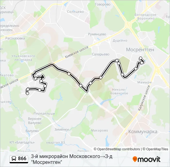 866 Bus Line Map