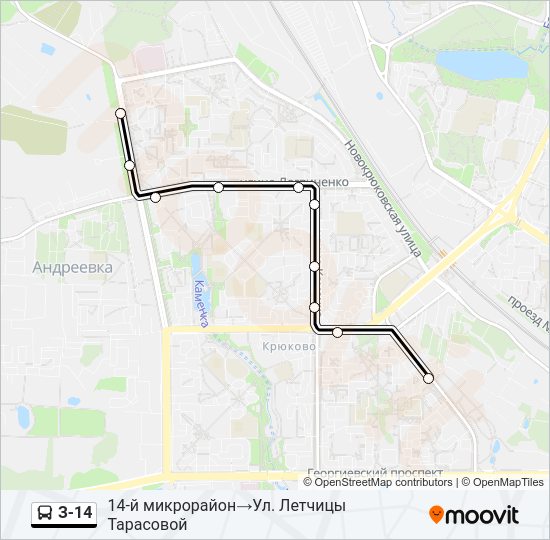 Автобус З-14: карта маршрута