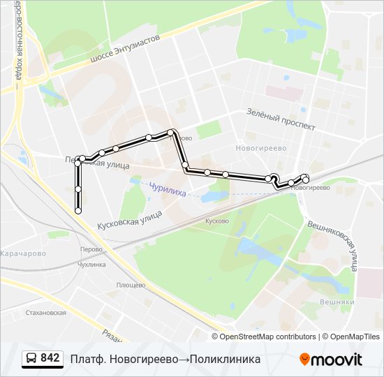 Автобус 842: карта маршрута
