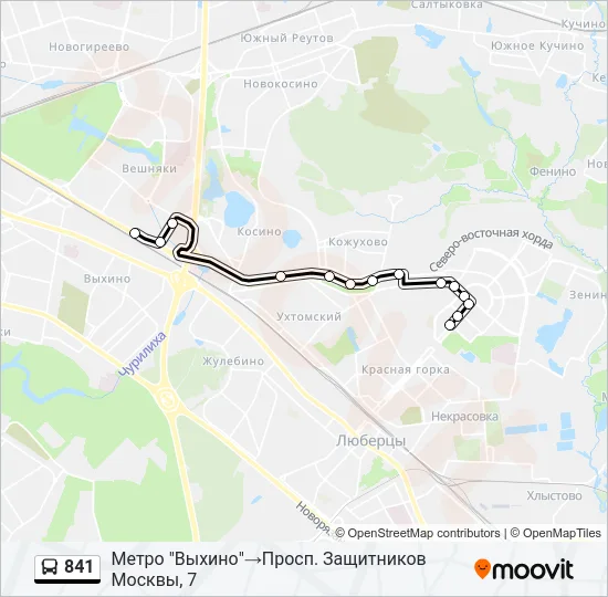 841 Bus Line Map