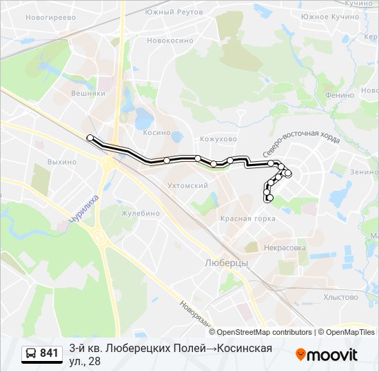 Автобус 841: карта маршрута