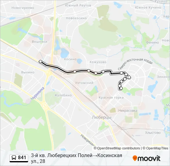 841 Bus Line Map