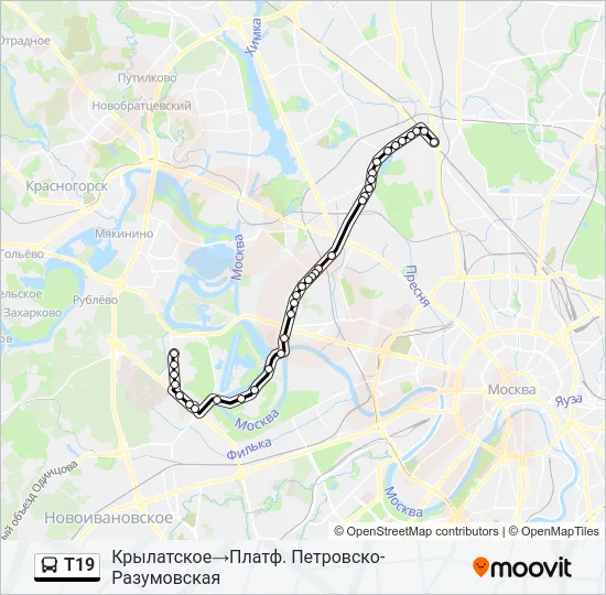 Т19 Bus Line Map