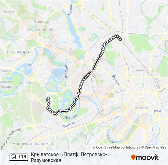Автобус Т19: карта маршрута