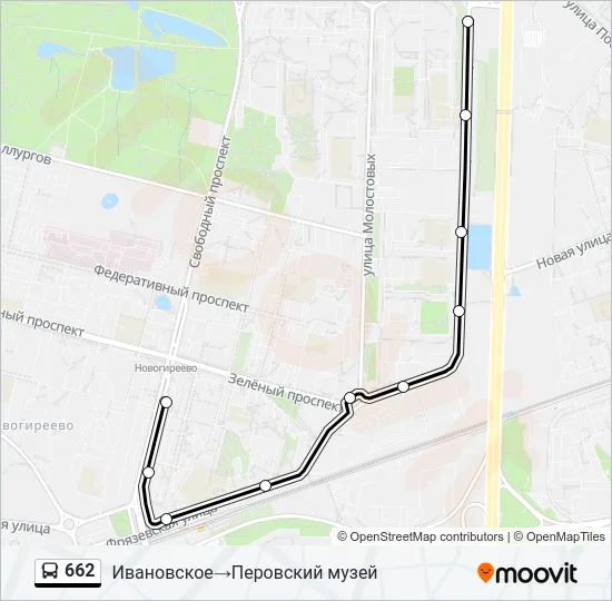 Автобус 662: карта маршрута